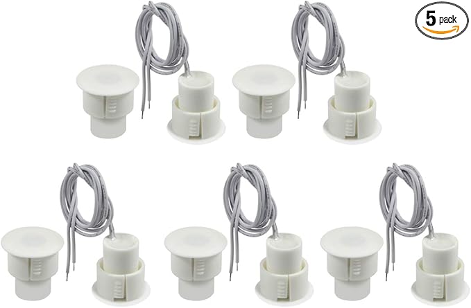 Recessed Door Contacts NC Security Alarm Window Sensors With Magnetic Reed Switch. 3⁄4 Inch Door Contact Position Switches DCS Work with All Access Control and Burglar Alarm Systems White 5pcs