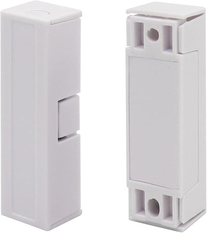 5Pcs Magnetic Reed Switch Wired Surface Mount Normally Closed NC Contact Sensor Alarm Magnetic Door Switch with 2 Wires, ABS White, MC-44b