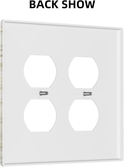 White Wildflowers Daisy Vintage Floral Outlet Covers 2 Gang Double Duplex Decorative Light Switch Covers Electrical Wallplates Socket Faceplate for Bed Room Living Room Decor
