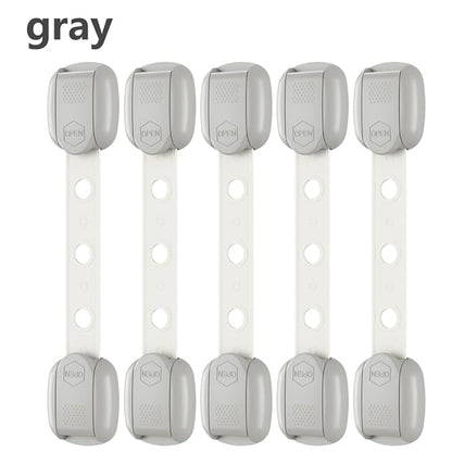 Child Safety Strap Locks (6 Pack) Baby Locks for Cabinets and Drawers, Toilet, Fridge & More. Adhesive Pads. Easy Installation, No Drilling Required, White/Gray (Gray, 6 pcs (Pack of 1))