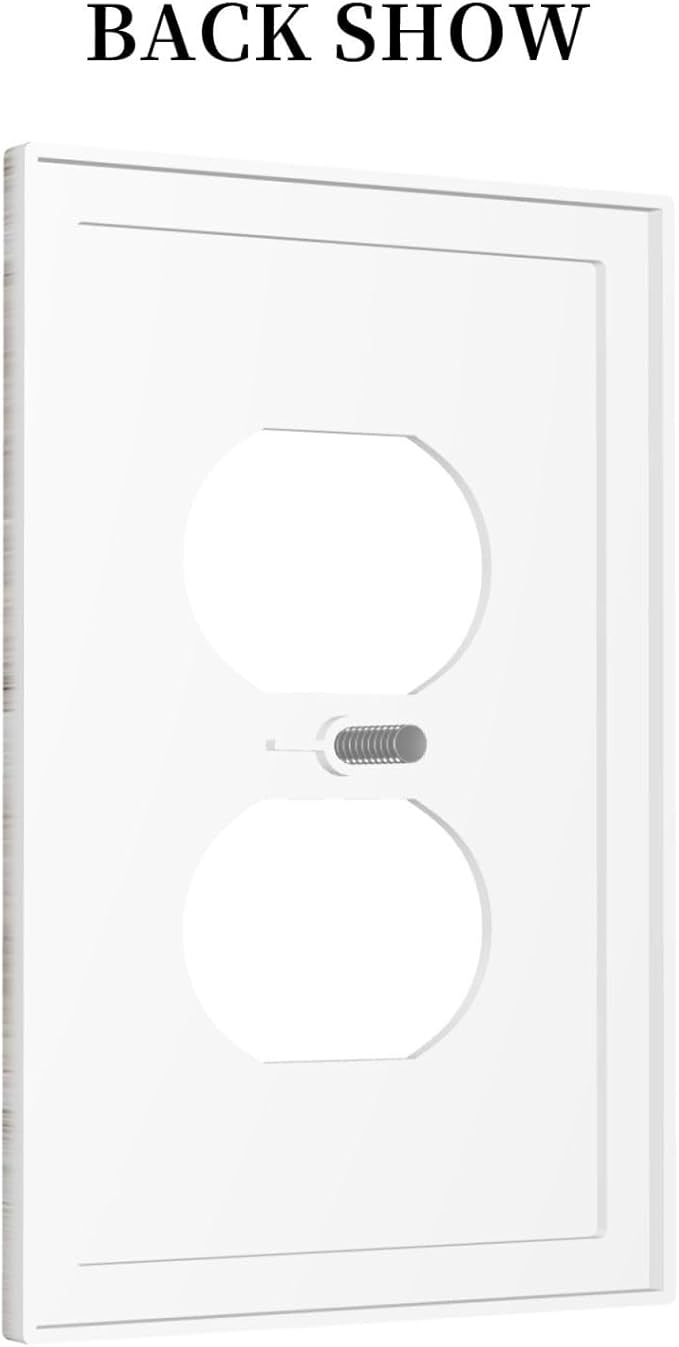 Outlet Covers Rustic Vintage White Wood Grain 1 Gang Duplex Wall Plate Decorative Switch Plates Electrical Receptacle Faceplate Light Switch Cover for Farmhouse Home Decor