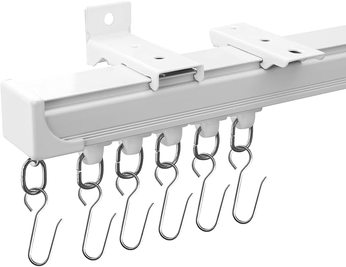 Curtain Tracks Ceiling Wall Mounted Heavy-Duty Curtains Rails Room Divider Curtain Track for Living Room Bedroom Room Shower Divider White 3 ft To 6 ft