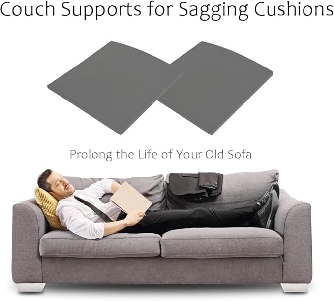 Couch Cushion Supports for Sagging Seat 22'' x 22'' High Density 40D Curved Foam Sofa Cushion Support Under The Saggy Pads Firmer Foam Lifters for Saggy Couch (Grey (Set of 2), 22 Inch * 22 Inch)