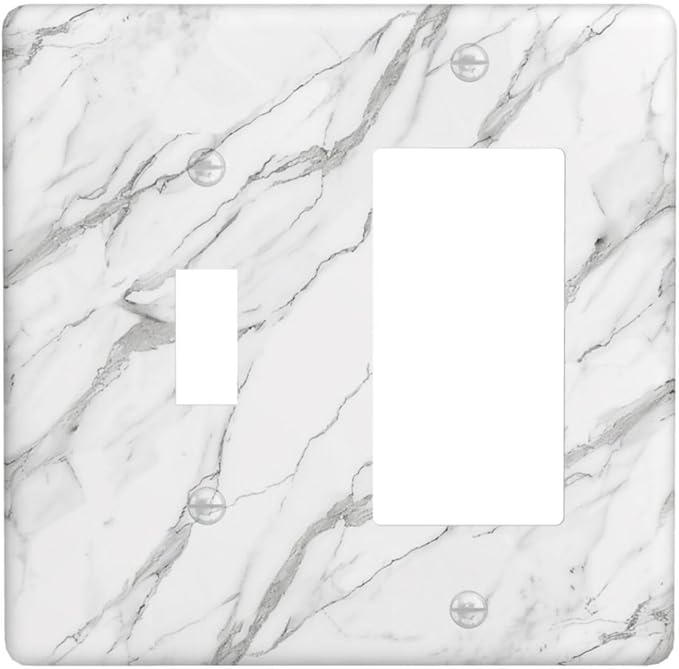 Decorative Outlet Covers Modern Grey Marble Texture 2 Gang Light Switch Cover Plate Single Toggle 1 Rocker Wall Plates for Electrical Outlets Switch Plate Covers for Bedroom Home Decor