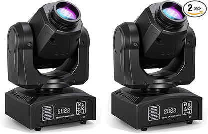 MINGJIE 60W LED Moving Head Stage Lights with DMX512 Control - 8 Gobos & 8 Colors, Sound Activated, 540° Pan & 270° Tilt, Compact DJ Light for Wedding, Party Stage Lighting (1Pack=2PCS)