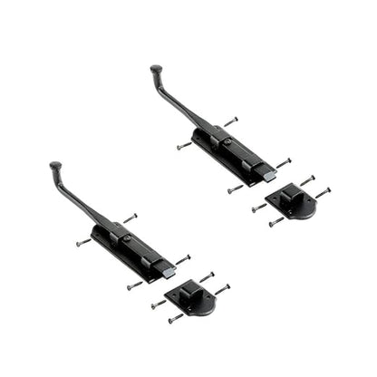 Renovators Supply Manufacturing Slide Bolt Latch 9 in. Black Iron Ball Tip Style Slide Bolt with Mounting Hardware Pack of 2