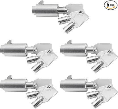 Tubular Key Lock for Vending Machines - Vending Machine Locks Keyed Alike, 3Pcs Keys, Zinc Alloy, Chrome (5 Pack)