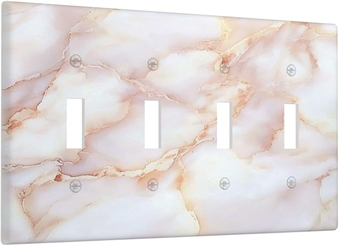 Light Switch Covers Pink Jade Marble Granite Quad Toggle Electrical Faceplate 4 Gang Wall Plate Decorative Switch Plates For Bathroom Kitchen Decor