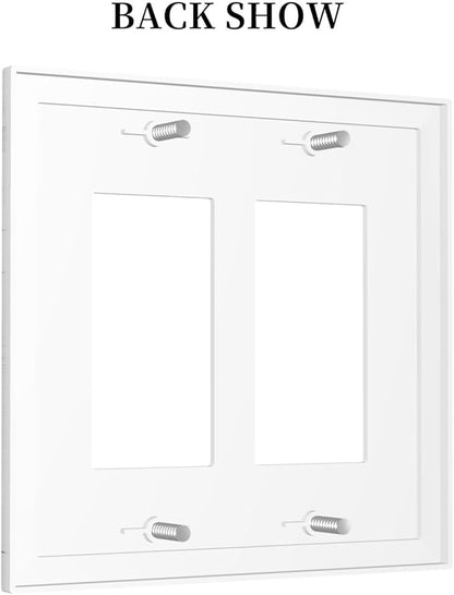 Decorative Outlet Covers White Grey Abstract Modern Marble 2 Gang Double GFCI Rocker Electrical Wall Panels Light Switch Cover Plate for Bathroom Kitchen Decor