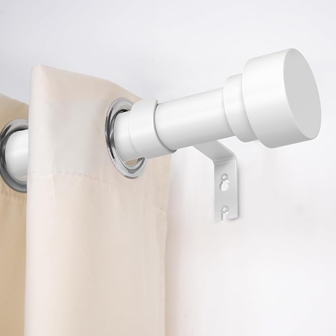 Curtain Rods for Windows 66 to 120, 1 Inch Adjustable White Extra Long Heavy Duty Curtain Rod, Modern Style Indoor Outdoor Window Drapery Rods with End Caps, Size 32" - 120"