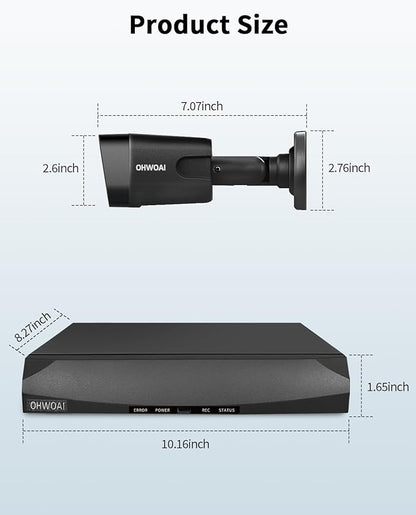 《4K Ultra HD & 100FT IR Night Vision》PoE Outdoor Security Camera System, Wired Cameras for Home Security, NVR Video Surveillance Kit with Motion Detection