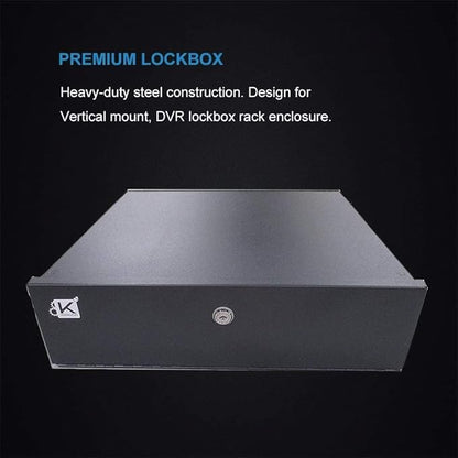 Kenuco White Heavy Duty 16 Gauge Steel DVR Security Lockbox with Fan (BK 18'' X 17.9'' X 4.96'')