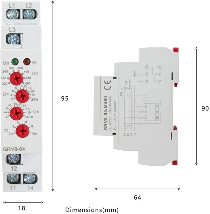 YWBL-WH GRV8-04 M460 Voltage Relay,3-Phase Voltage Monitoring Relay Phase Sequence Phase Failure