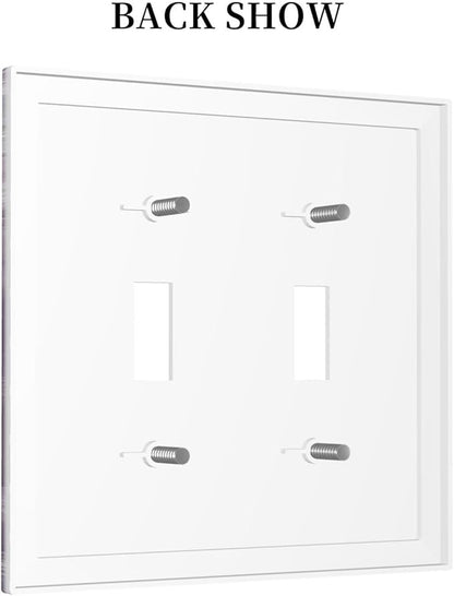 Purple Daisy White Floral Butterfly Flowers 2 Gang Double Toggle Light Switch Cover Decorative Switchplate Electrical Wall Plates Faceplate for Bathroom Bedroom Decor 4.9 X 5 IN