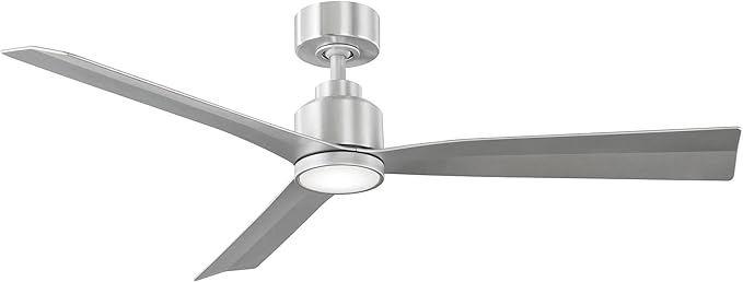 Clean Indoor/Outdoor 3-Blade Smart Compatible Ceiling Fan 52in Brushed Aluminum with 3000K LED Light Kit and Remote Control with Wall Cradle. Works with iOS/Android, Alexa, and Google Assistant.