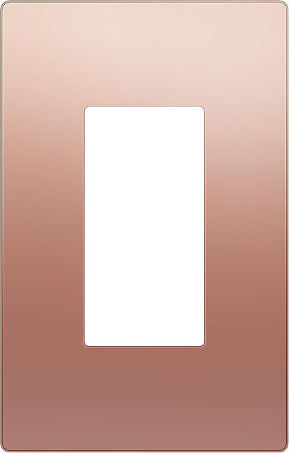 LIDER Decorator Metal Wall Plate, Temperature and Impact Resistant, 201 Stainless Steel, Screwless Cover, Modern Decoration Upgrade, Mid-Size 1-Gang 4.88" x 3.11", Polished Rose Gold, LSMWP-31M-PRG