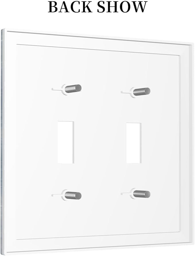 Decorative Light Switch Cover Plate Rustic Blue White Daisy Ink Flower 2 Gang Outlet Covers Double Toggle Wall Plates for Electrical Outlets Switch Plate Covers for Bedroom Home Decor