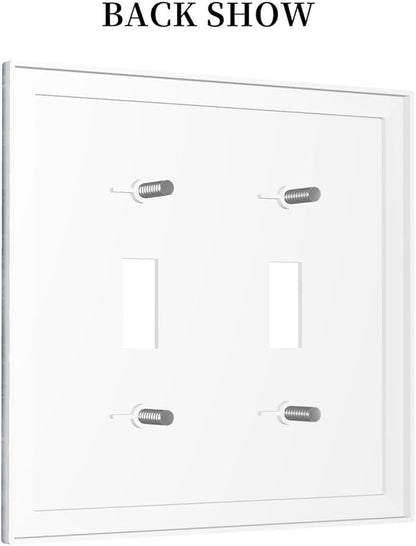 Decorative Light Switch Cover Plate Rustic Blue White Daisy Ink Flower 2 Gang Outlet Covers Double Toggle Wall Plates for Electrical Outlets Switch Plate Covers for Bedroom Home Decor
