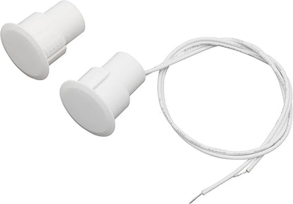Recessed Wired Security Window Door Contact Sensor, Normally Open NO, Door Alarm Magnetic Reed Switch with 2 Wire, ABS White, RC-36