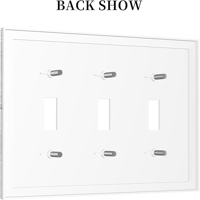 Decorative Switch Plates Rustic Vintage White Wood Grain 3 Gang Wall Plate Triple Toggle Light Switch Cover Faceplate Electrical Wall Panels for Farmhouse Home Decor