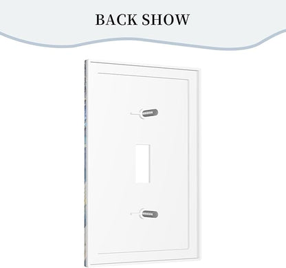 Decorative Light Switch Cover Plate Blue White Flower Gold Line Cloud 1 Gang Single Toggle Wall Plates for Electrical Outlet Covers Switch Plate Covers Faceplate for Bedroom Home Decor