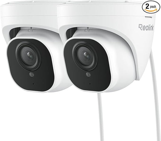 REOLINK 4K Outdoor Cameras for Home Security, IP PoE Dome Surveillance Camera with Human/Vehicle/Pet Detection, 25FPS Daytime, Work with Smart Home, Up to 512GB microSD Card, RLC-820A (Pack of 2)