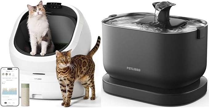 Bundle of PETLIBRO Upgrade Luma Automatic Cat Litter Box + Cordless Cat Water Fountain, AI Camera Waste Analysis, Triple Safety Protection Self Cleaning Litter Box, Odor Control in-App Usage Tracking