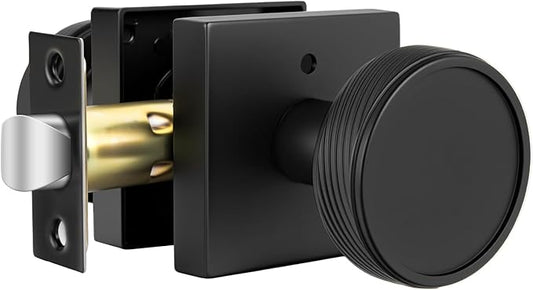 goldenwarm Interior Door Knobs Black, Zinc-Alloy Modern Matte Black Door Knob Privacy Door Knobs Interior for Bedroom Bathroom, Heavy Duty Square Modern Doorknobs - 1 Pack