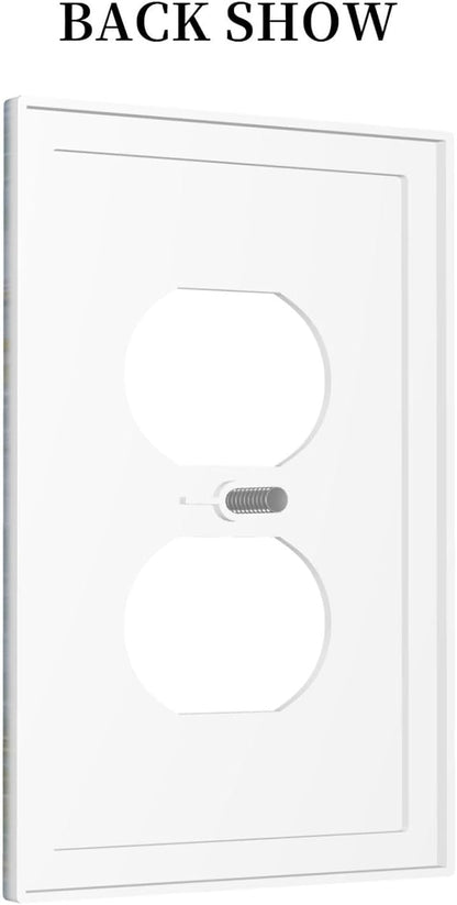 Outlet Covers Colored Art Marble Golden Line 1 Gang Duplex Light Switch Cover Decorative Switch Plates Electrical Receptacle Faceplate Wall Plate For Bathroom Kitchen Decor