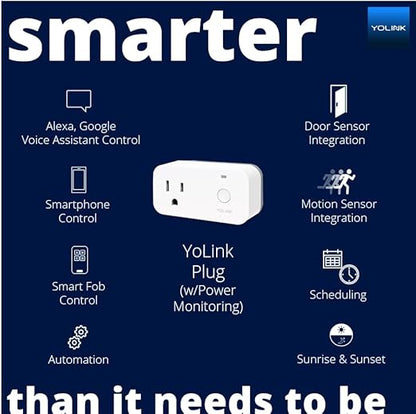 YoLink Smart Plug with Energy Monitoring, 1/4 Mile World's Longest Range Smart Home Mini Outlet Works with Alexa Google Assistant IFTTT Remote Control Home Appliances Anywhere, YoLink Hub Required