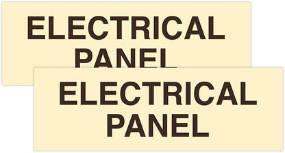 All Quality Basic Electrical Panel Sign - Fire Regulation Safety Compliance Sign - Ivory/Dark Brown - Large (2 Pack)