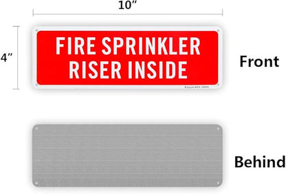 2 Pack Fire Sprinkler Riser Inside Sign, 12"x 4" .04" Aluminum Reflective Sign Rust Free Aluminum-UV Protected and Weatherproof