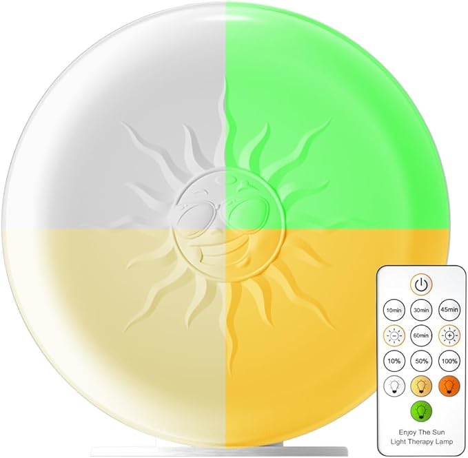Light Therapy Lamp,2 Major Functions,Activate Mood,Relieve Headache,UV-Free 10000 LUX Treatment Light,20-Level Drightness Fine-Tuning, 4 Timings,Large Glossy Rotatable Stand (RLTL00100)