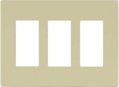 LIDER Matte Finish Decorator Switch Cover, Screwless Wall Plate, Mid-Size 3-Gang 4.88" x 6.77", Unbreakable Polycarbonate Thermoplastic, UL Listed, LSWP-33M-I, Ivory