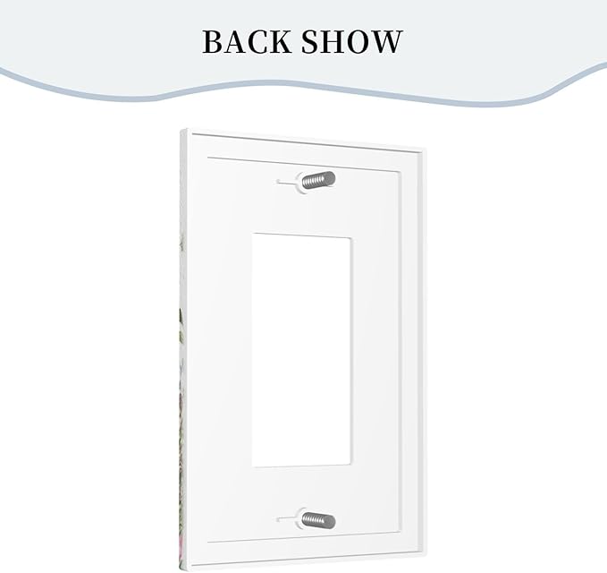 Boho Colorful Wildflowers Butterfly Green Plant Leaf 1 Gang Rocker Light Switch Covers Single Decora Outlet Wall Plate Decorative Switchplate Faceplate GFCI for Country Bathroom Bedroom Decor