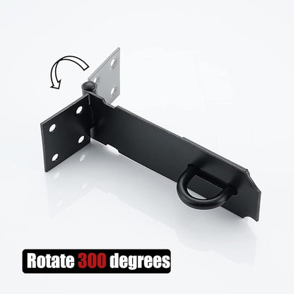JQK Door Hasp Latch Lock, 5 Inch 304 Stainless Steel Safety Packlock Clasp Thickness 1.9 mm, Matte Black 4 Pack, DL130-PB-P4
