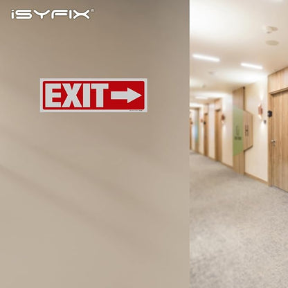 iSYFIX Exit Signs Stickers 12 Pack 12x4 Inch - Laminated Premium Vinyl Directional Right Arrow Signs for Buildings, Office, Workplace, Stores, Schools, Theaters, Parking, Restaurants, Factories