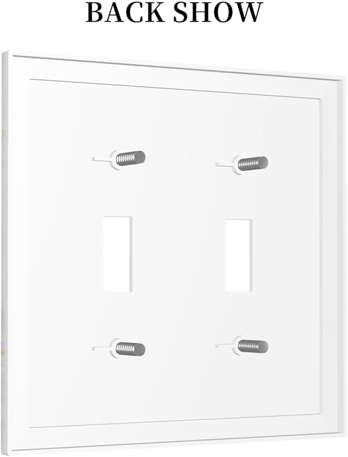 White Grey Gold Marble Simple Tiles Decorative Switch Plates 2 Gang Double Toggle Outlet Light Switch Cover Wall Plate Electrical Faceplate for Bathroom Kitchen Decor