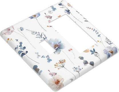 Wildflowers Plant Leaves Floral Berry Outlet Covers 1 Toggle 1 Rocker Combination Decorative Wall Plate Electrical Switch Plates Light Switch Cover Plate for Bed Room Living Room Decor