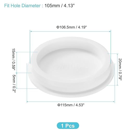 uxcell 1Pcs Silicone Hole Plug, Waterproof Round Rubber Stoppers Bottle Seal Plugs Tube Pipe End Caps for 105mm/4.13" Hole for Bathtub Bottle, White