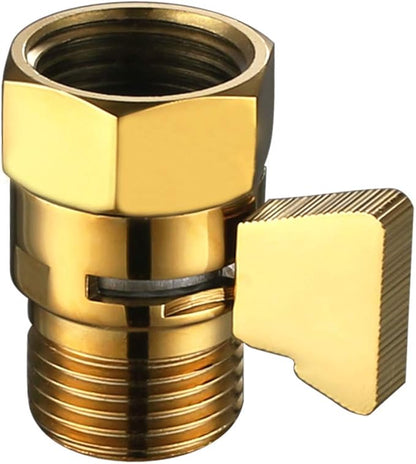 Angle Simple Shower Flow Control Valve, Brass Water Shut Off Valve for Handheld Shower Hose, Flow Restrictor, Gold