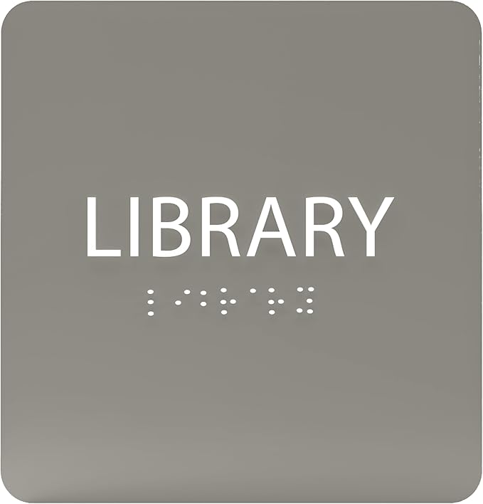 6" X6" Library Sign - ADA Compliant Tactile Graphics Grade 2 Braille Text Acrylic Wall Sign - Quiet zone, Information Convey, Group Study Room Door Signs for Office, School, Home