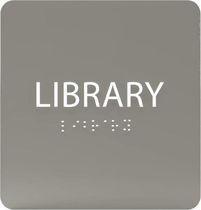 6" X6" Library Sign - ADA Compliant Tactile Graphics Grade 2 Braille Text Acrylic Wall Sign - Quiet zone, Information Convey, Group Study Room Door Signs for Office, School, Home