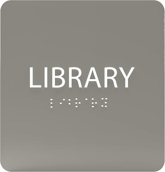 6" X6" Library Sign - ADA Compliant Tactile Graphics Grade 2 Braille Text Acrylic Wall Sign - Quiet zone, Information Convey, Group Study Room Door Signs for Office, School, Home