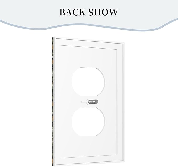 Decorative Outlet Covers Rustic Green Leaf White Daisy Yellow Floral 1 Gang Duplex Light Switch Cover Plate Unique Wall Plate Electrical Switch Plate Covers for Bedroom Home Decor