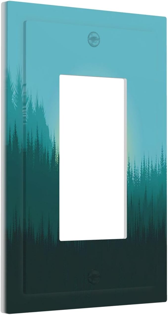 Green Forests And Birds Sun Woodland Decorative Outlet Covers 1 Gang Single Rocker Light Switch Cover Plate Wall Plates GFCI Faceplate for Bedroom Bathroom Decor