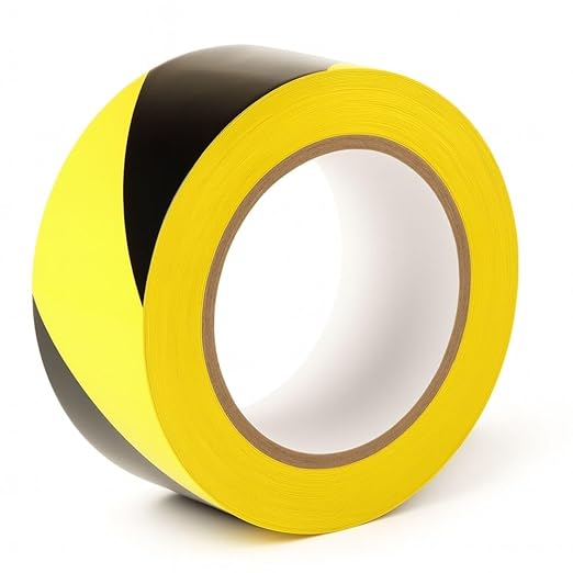 GTSE 2 inch x 108 ft Black& Yellow Striped PVC Vinyl Floor Tape, Safety Marking Tape, 6 mil Thick, Suitable for Dance Floors, Gyms, Warehouses, Sports Facilities, Hazards