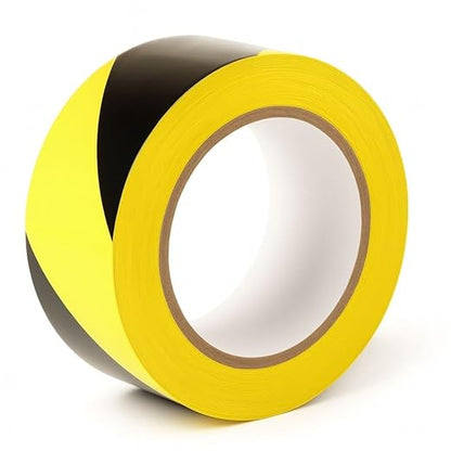 GTSE 2 inch x 108 ft Black& Yellow Striped PVC Vinyl Floor Tape, Safety Marking Tape, 6 mil Thick, Suitable for Dance Floors, Gyms, Warehouses, Sports Facilities, Hazards
