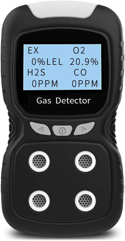 Portable Gas Detector, Gas Clip 4 Gas Monitor Meter Tester Analyzer, Rechargeable LCD Display Sound Light Shock Air Quality Tester, 2 Year Detector…