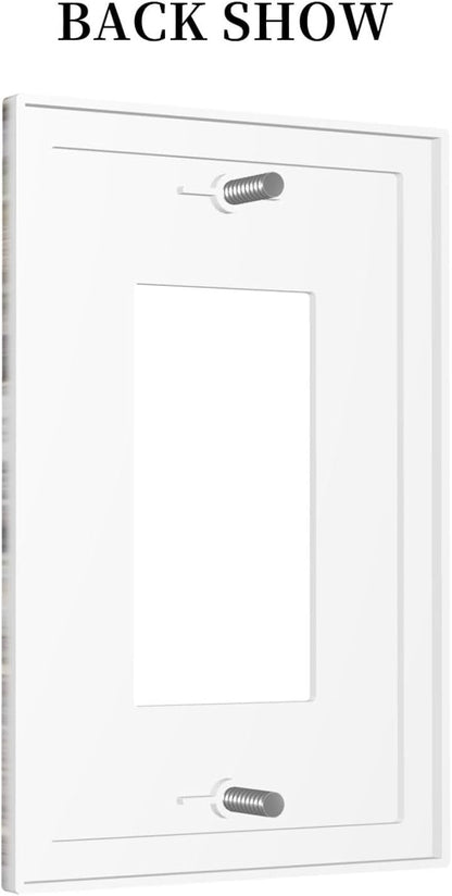 Vintage Light Wood Retro Rustic White Gray Oak Print Decorative Outlet Covers 1 Gang Single Rocker Light Switch Cover Plate Wall Plates GFCI Faceplate for Farmhouse Home Decor